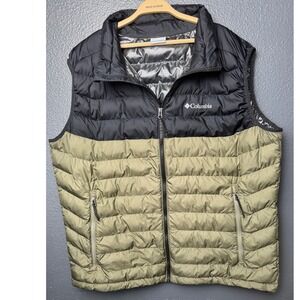 Mens Columbia Sportswear Omni-Heat Powder Lite‎ II Puffer Vest XXL Black Olive